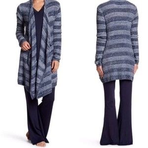 Barefoot Dreams Bamboo Chic Lite Blue And White Calypso  Wrap Cardigan